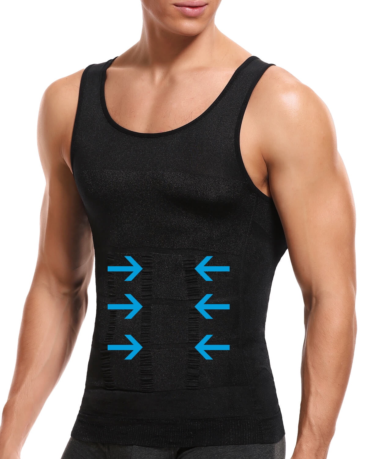 Vaslanda Men's Slimming Body Shaper Vest Compression Shirt Gym Workout Tank  Top Sleeveless Abdomen Shapewear 