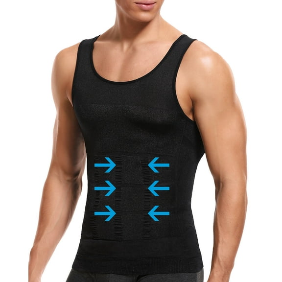 Vaslanda Men's Slimming Body Shaper Vest Compression Shirt Gym Workout Tank Top Sleeveless Abdomen Shapewear