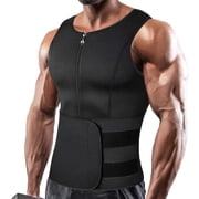 Vaslanda Neoprene Sauna Suit for Men Waist Trainer Vest Zipper Body Shaper Tank Top with Double Adjustable Belts