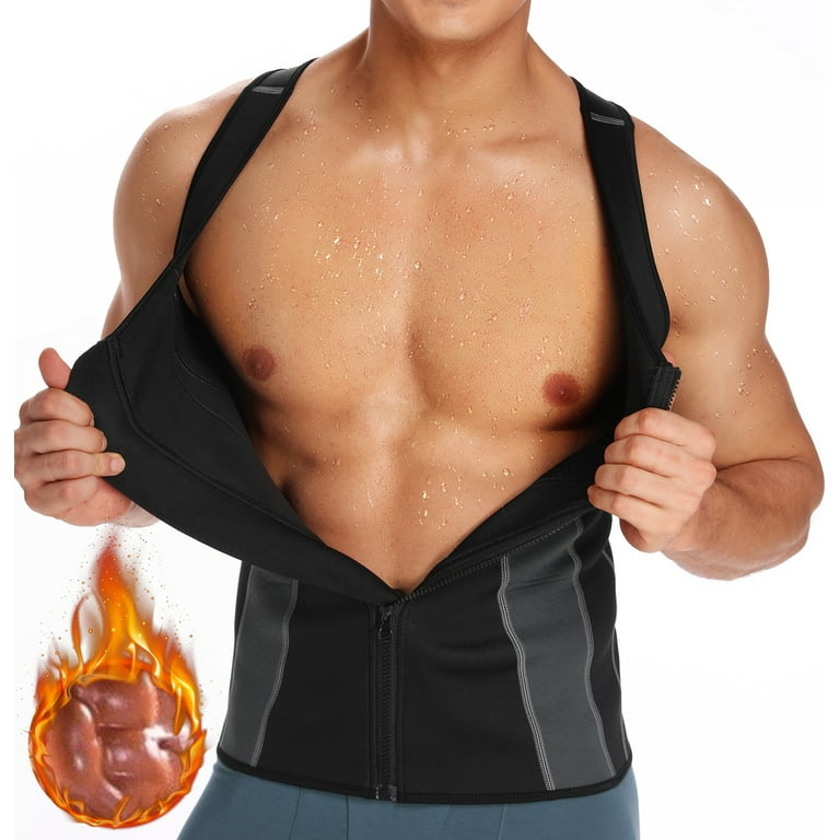COMFREE Men Sauna Suit Hot Neoprene Body Shaper Waist Trainer Sweat Vest  Tank Top Corset Workout Compression Shirt GYM for Weight Loss Tummy Fat  Loss 