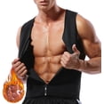 thumbnail image 1 of Vaslanda Neoprene Sauna Suit for Men Waist Trainer Vest Zipper Body Shaper Tank Top, 1 of 7
