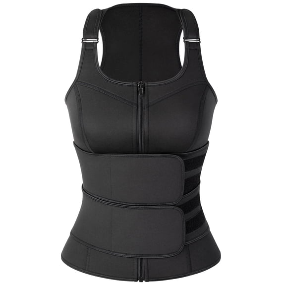 Vaslanda Neoprene Sauna Suit for Women Waist Trainer Vest Zipper Body Shaper with Adjustable Double Straps Tank Top for Weight Loss Everyday