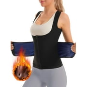 Vaslanda Sauna Vest for Women Sauna Waist Trainer Vest Workout Sweat Vest with Zipper Heat Trapping Sauna Suits