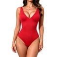 thumbnail image 1 of Vaslanda Halter Neck Shapewear Bodysuits for Women Tummy Control Body Shaper Deep V Neck Seamless Body Suit, 1 of 6