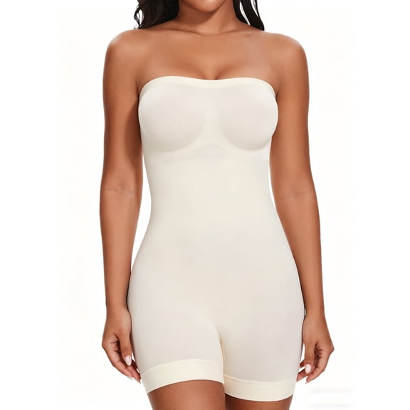 Vaslanda Strapless Shapewear for Women Seamless Tummy Control Bodysuit with Removable Straps