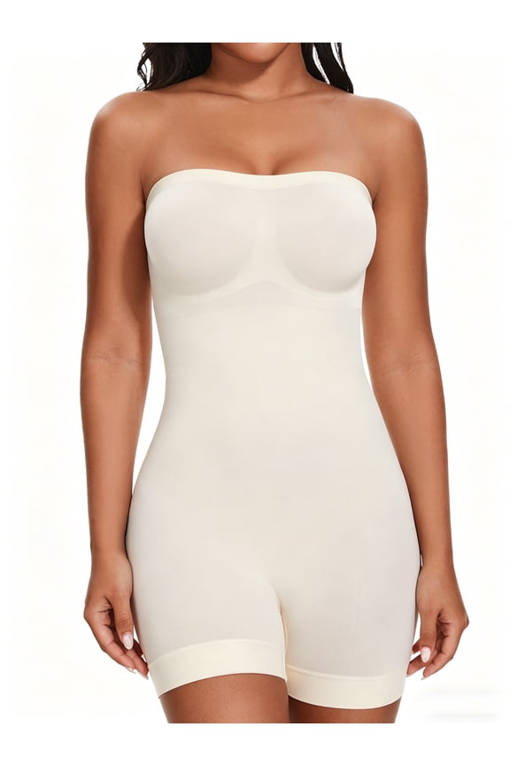 Strapless Shapewear for Women Seamless Tummy Control Bodysuit with Removable Straps
