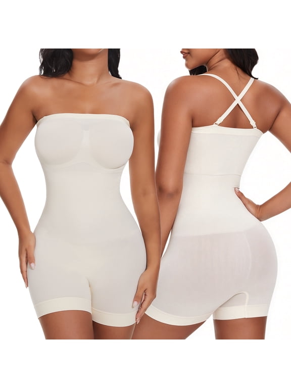 Strapless Shapewear for Women Seamless Tummy Control Bodysuit with Removable Straps