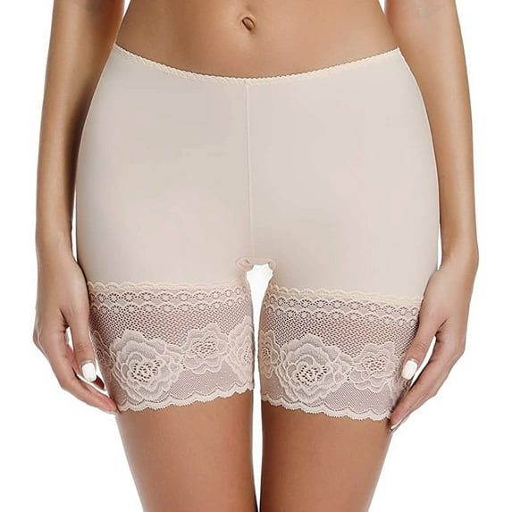 Vaslanda Slip Shorts for Under Dresses Women Elastic Anti Chafing Underwear Lace Slip Yoga Biker Shorts Boxer Briefs
