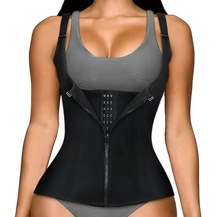 Vaslanda Sweat Waist Trainer for Women Neoprene Sauna Tank Top Zipper Vest Workout Sport Double Compression Girdle