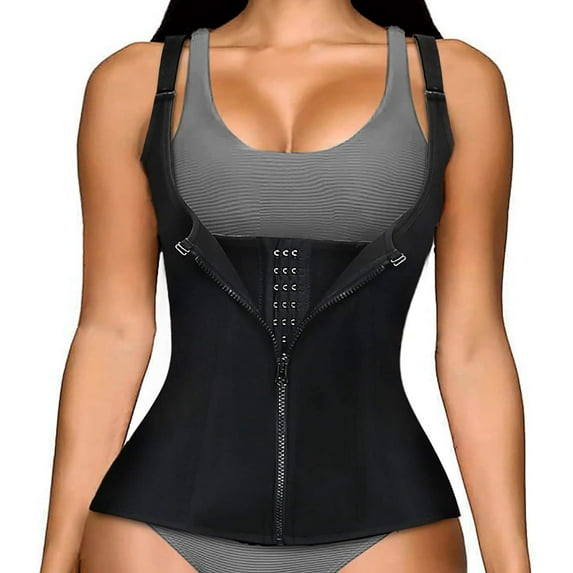 Vaslanda Sweat Waist Trainer for Women Neoprene Sauna Tank Top Zipper Vest Workout Sport Double Compression Girdle