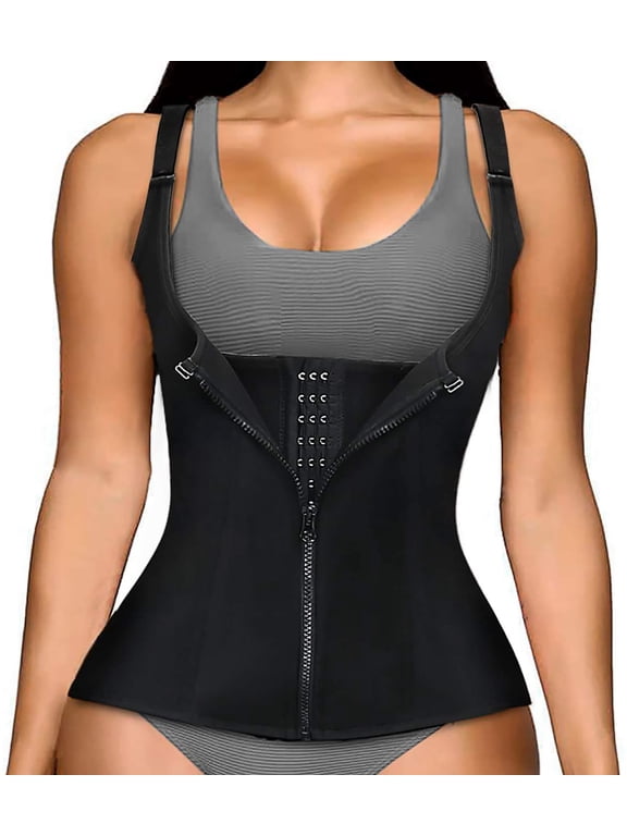 Sweat Waist Trainer for Women Neoprene Sauna Tank Top Zipper Vest Workout Sport Double Compression Girdle