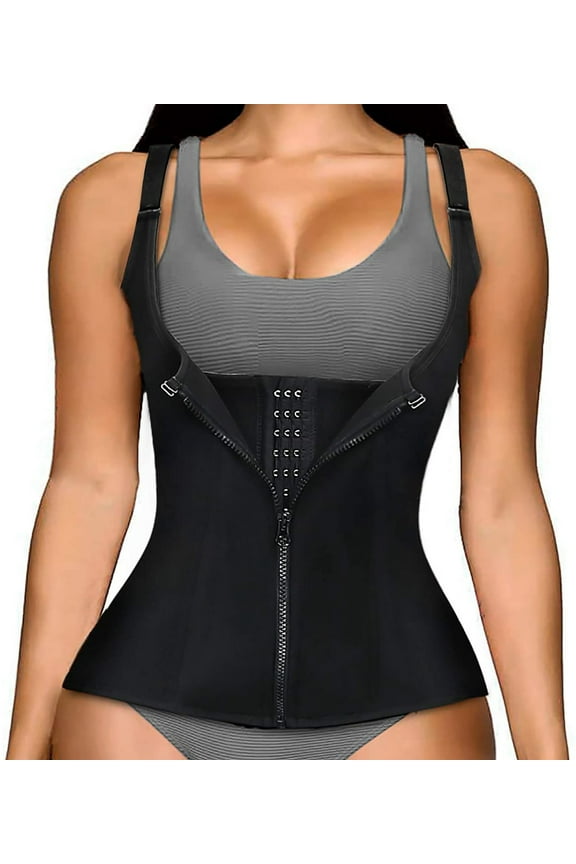 Sweat Waist Trainer for Women Neoprene Sauna Tank Top Zipper Vest Workout Sport Double Compression Girdle