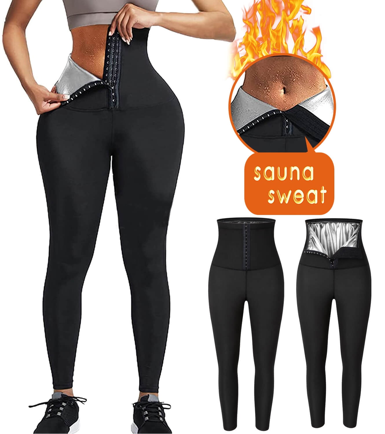 Ursexyly Women Waist Trainer Sweat Leggings High Waist Sauna Pants Slim  Compression Workout Tights Thighs Slimmer Body Shaper (Black, Medium) :  : Sports & Outdoors