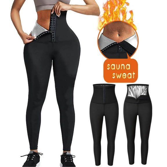 Vaslanda Thermo Sauna Sweat Pants for Women High Waisted Neoprene Corset Leggings Workout Waist Trainer Body Shaper