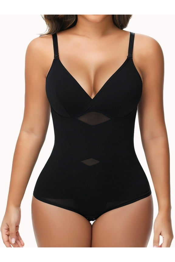 V Neck Bra Bodysuit Shapewear for Women Tummy Control Waist Trainer Full Body Shaper Butt Lifter Briefs Jumpsuit Tops