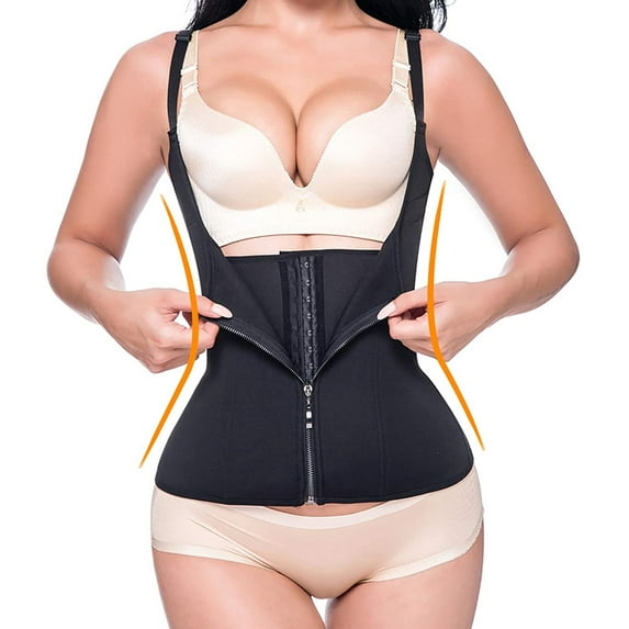 Vaslanda Waist Trainer Corset for Women Tummy Control Sport Workout Body Shaper Black