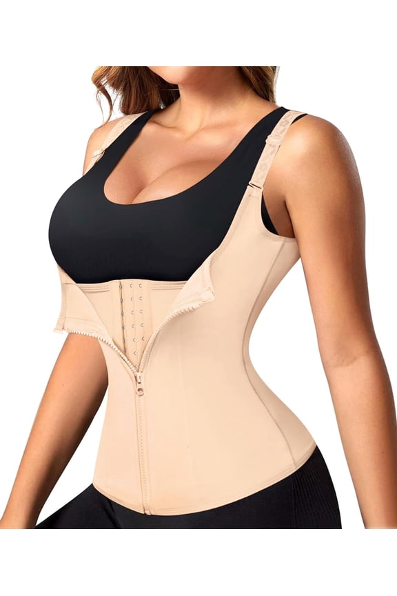 Waist Trainer for Women Corset Shapewear with Zipper Women's Waist Cincher Tank Top with Adjustable Straps