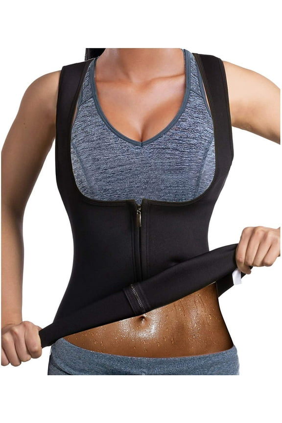 Women Waist Trainer Vest Slim Corset Neoprene Sauna Tank Top Zipper Weight Loss Body Shaper Shirt
