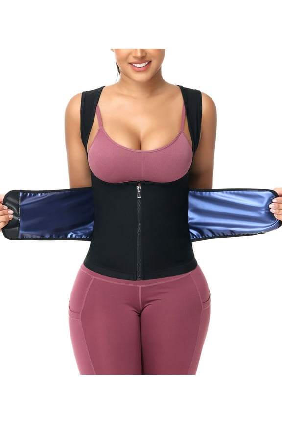 Sauna Sweat Suit for Women Waist Trainer Workout Faja Weight Vest Body Shaper Shirt Band