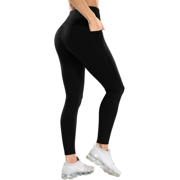 Vaslanda Women's Naked Feeling Workout Leggings - High Waisted Yoga Pants with Side Pockets Athletic Running Tights