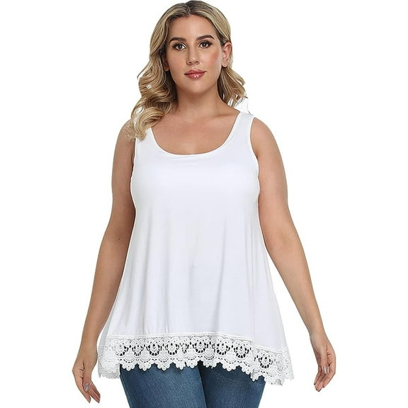 Vaslanda Women's Plus Size Tank Top with Built-in Bra Cup Casual Flowy Swing Pleated Tops (S-4XL)