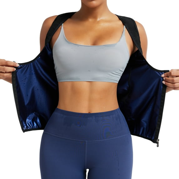Vaslanda Women's Premium Workout Tank Top Slimming Polymer Sauna Vest with Zipper