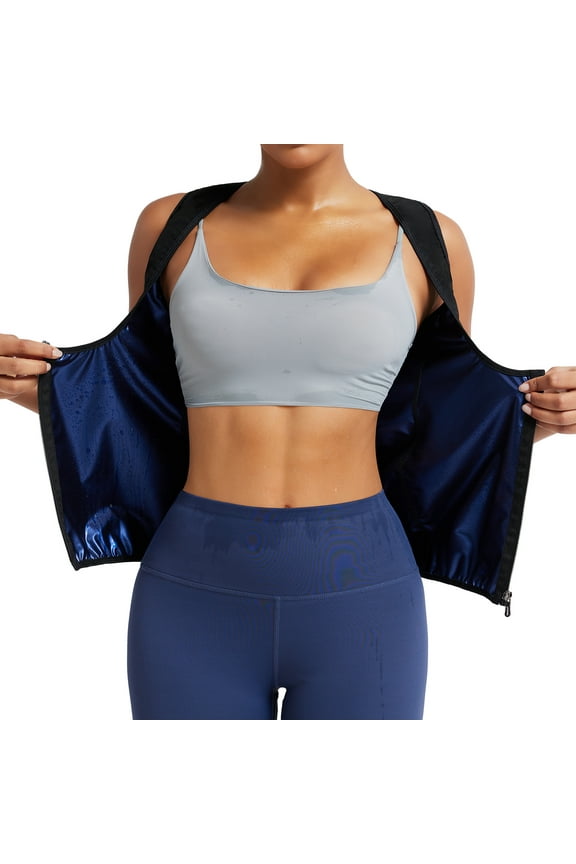 Women's Premium Workout Tank Top Slimming Polymer Sauna Vest with Zipper