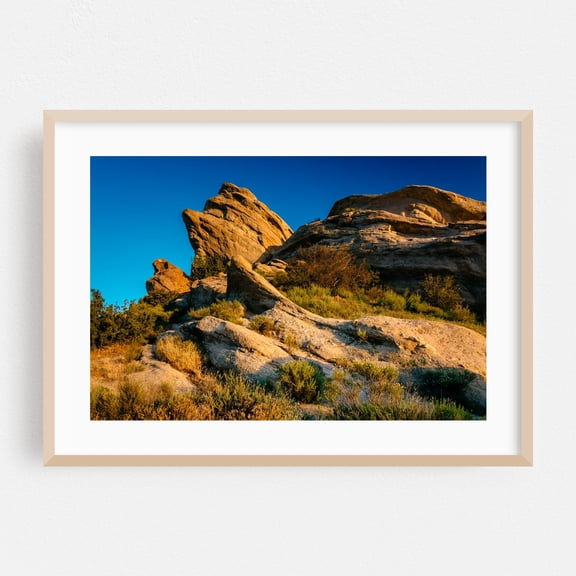Vasquez Rocks Park 02 - Los Angeles California Photography Landscape Desert Nature Mountain Scenic Sunset Rustic Oak Framed Wall Art Print 5 x 7 inches