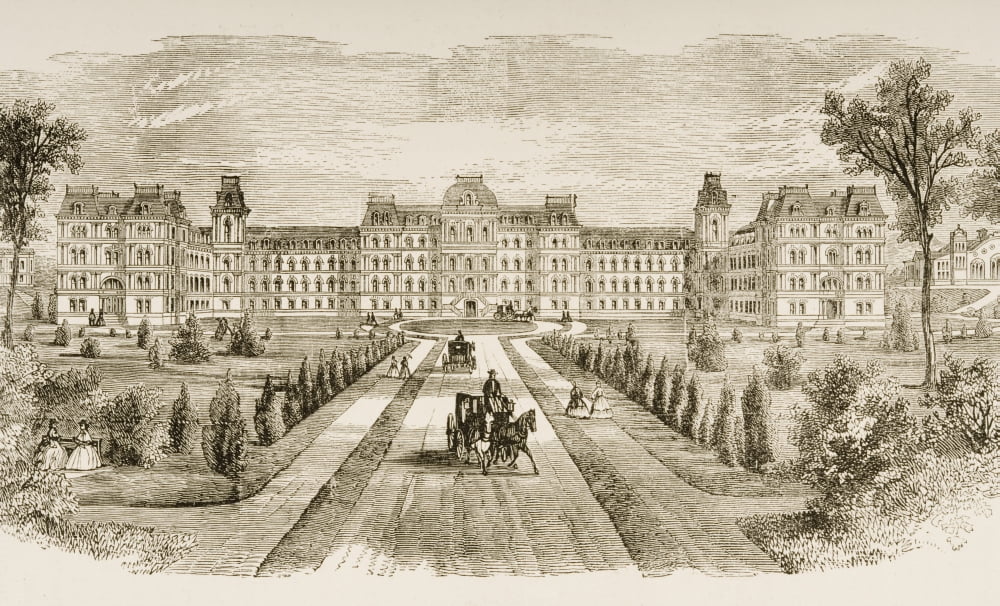 Vassar College Poughkeepsie New York In 1870S From American Pictures Drawn With Pen And Pencil By Rev Samuel Manning Circa 1880 Canvas Art - Ken Welsh Design Pics (18 x 11)