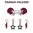 thumbnail image 1 of Vassar College Spirit Stack maroon mini enamel bolts and grey statement open starboys, 1 of 2