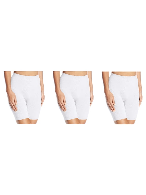 Women's 3-Pack Comfortably Smooth Slip Short, Style 12674, White, 3XL/10