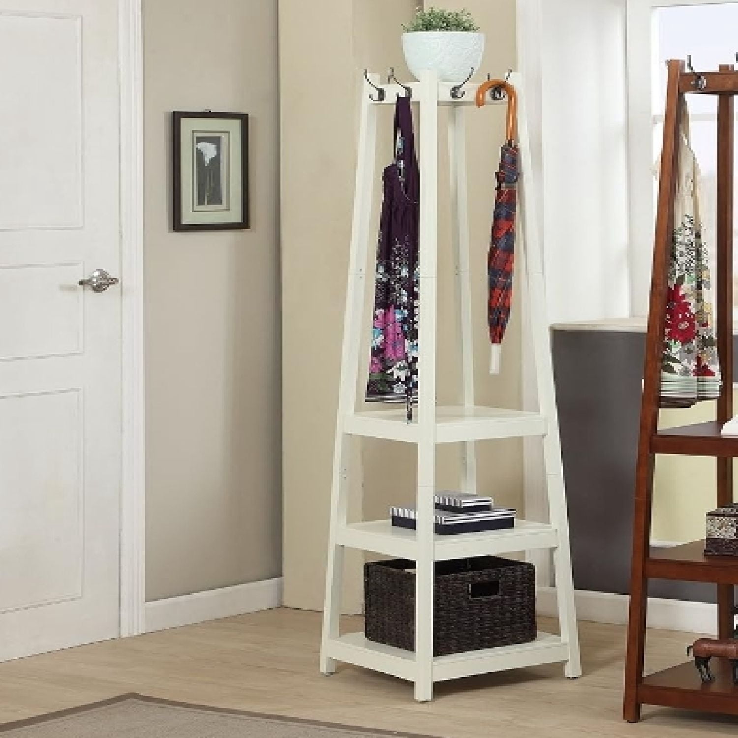 Vassen Coat Rack with 3-Tier Storage Shelves - Walmart.com