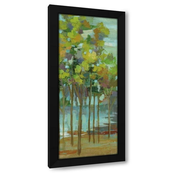 Silvia Vassileva 10x18 Black Modern Wood Framed Wall Art Titled - Spring Trees Panel II
