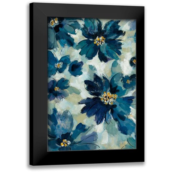Vassileva, Silvia 11x14 Black Modern Framed Museum Art Print Titled - Inky Floral I