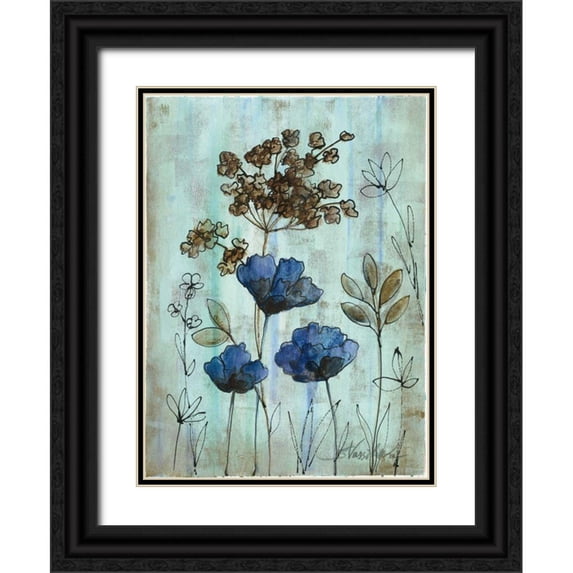 Vassileva, Silvia 11x14 Black Ornate Wood Framed with Double Matting Museum Art Print Titled - Botanical Trio II