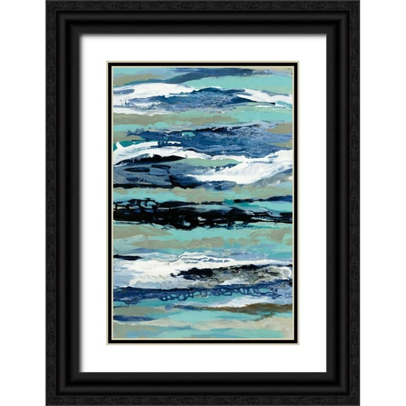 Vassileva, Silvia 11x14 Black Ornate Wood Framed with Double Matting Museum Art Print Titled - Coastal Sea Foam I