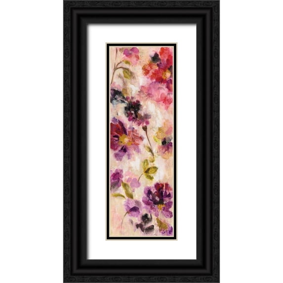 Vassileva, Silvia 11x24 Black Ornate Wood Framed with Double Matting Museum Art Print Titled - Exuberant Florals II
