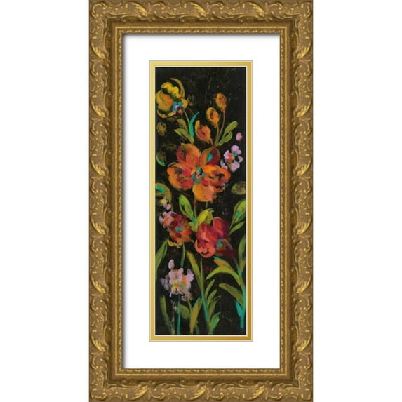 Vassileva, Silvia 11x24 Gold Ornate Wood Framed with Double Matting Museum Art Print Titled - July Garden Trio I