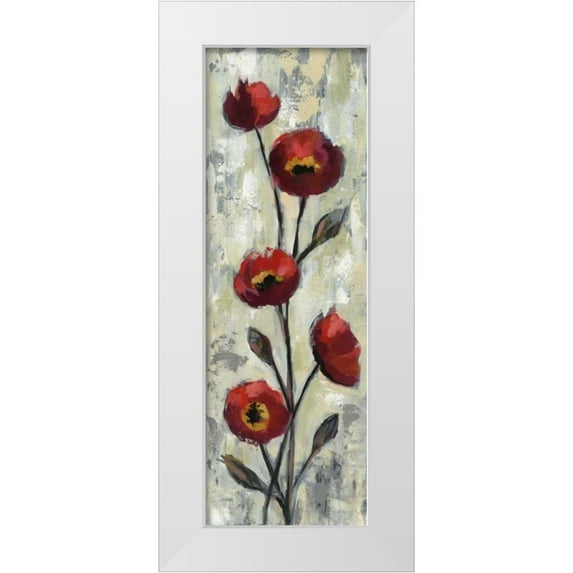 Vassileva, Silvia 11x24 White Modern Wood Framed Museum Art Print Titled - Simple Red Floral II