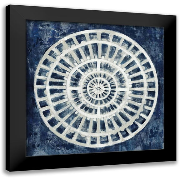 Vassileva, Silvia 12x12 Black Modern Framed Museum Art Print Titled - Blue Textured Medallion