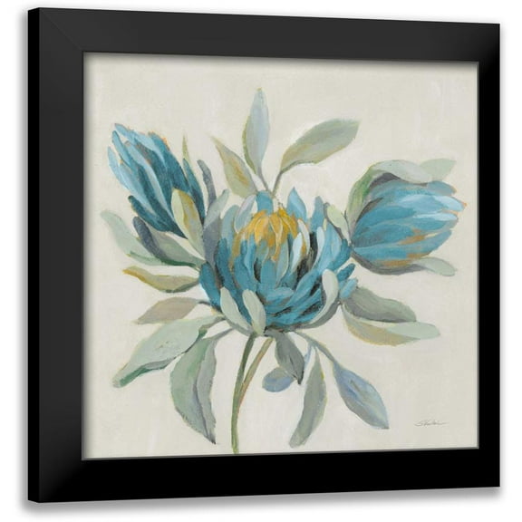 Vassileva, Silvia 12x12 Black Modern Framed Museum Art Print Titled - Field Floral I Blue