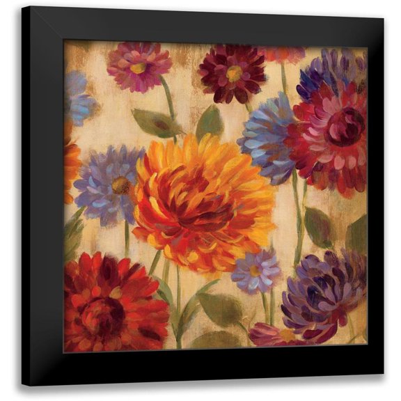 Vassileva, Silvia 12x12 Black Modern Framed Museum Art Print Titled - Rainbow Dahlias Crop III