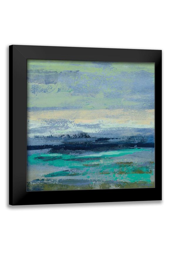 Vassileva, Silvia 12x12 Black Modern Framed Museum Art Print Titled - Teal Wave II