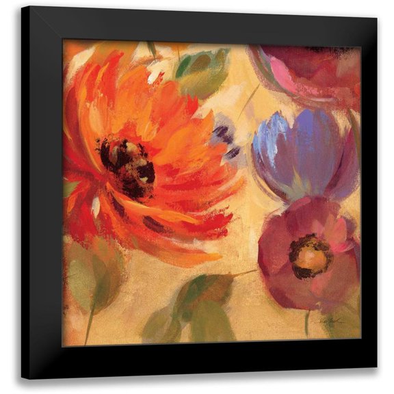 Vassileva, Silvia 12x12 Black Modern Framed Museum Art Print Titled - Vivid Flowers Crop II