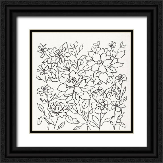 Vassileva, Silvia 12x12 Black Ornate Wood Framed with Double Matting Museum Art Print Titled - Flower Lace I
