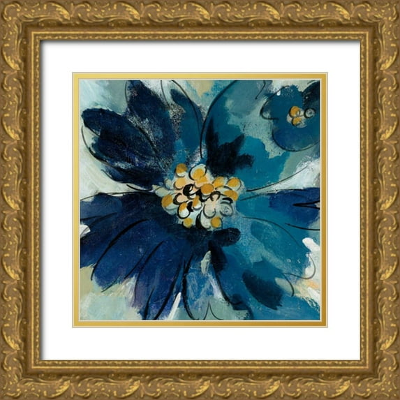 Vassileva, Silvia 12x12 Gold Ornate Wood Framed with Double Matting Museum Art Print Titled - Inky Floral III