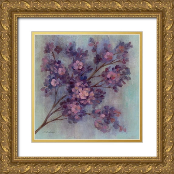 Vassileva, Silvia 12x12 Gold Ornate Wood Framed with Double Matting Museum Art Print Titled - Twilight Cherry Blossoms I