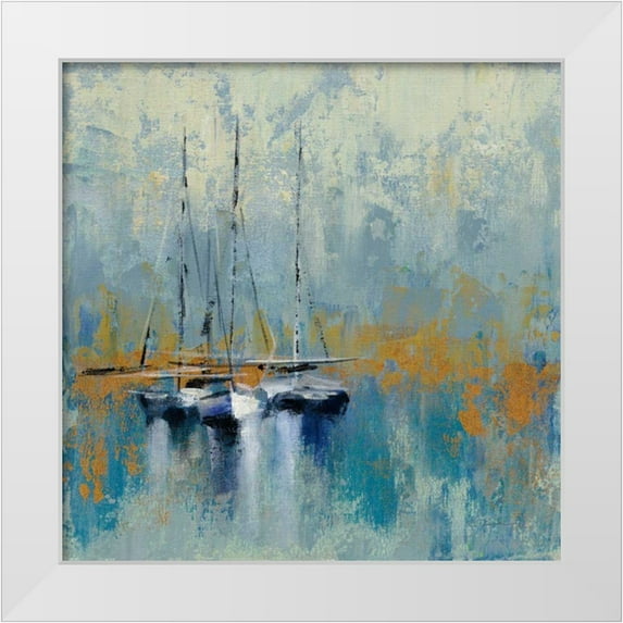 Vassileva, Silvia 12x12 White Modern Wood Framed Museum Art Print Titled - Boats in the Harbor III