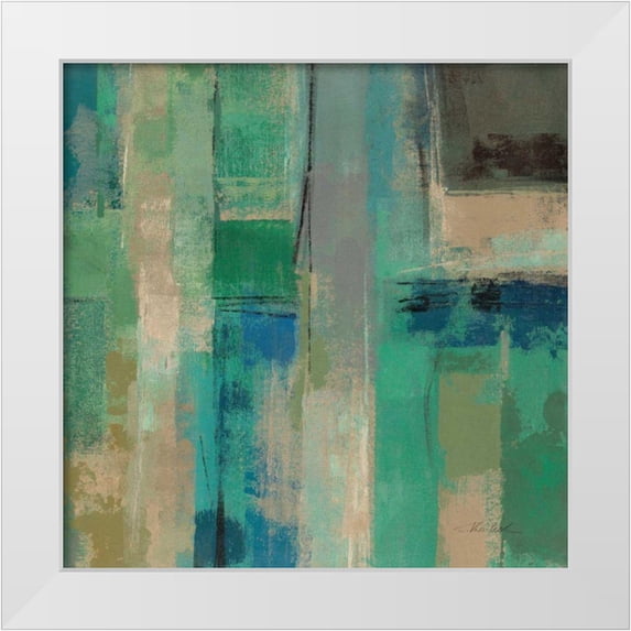 Vassileva, Silvia 12x12 White Modern Wood Framed Museum Art Print Titled - Emerald Fields Square II