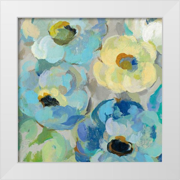 Vassileva, Silvia 12x12 White Modern Wood Framed Museum Art Print Titled - Fresh Teal Flowers II